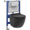 Mexen Lena set WC încastrat cu suport pneumatic Tex Air XS-F cu vas WC Tornado și capac cu închidere lentă, negru mat