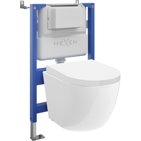 Mexen Lena WC süllyesztett pneumatikus keret Tex Air XS-F WC Tornado csészével és lassan záródó deszkával, fehér