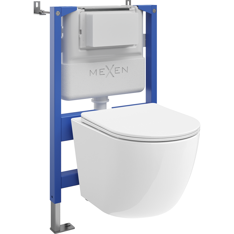 Mexen Lena set incastrat WC cu cadru pneumatic Tex Air XS-F cu vas WC și capac cu închidere lentă, alb - 610830220300A