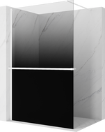 Mexen Kioto+ zuhanyfal polccal Walk-in 150 x 200 cm, fekete ombre 8 mm, fehér - 800-150-121-20-76