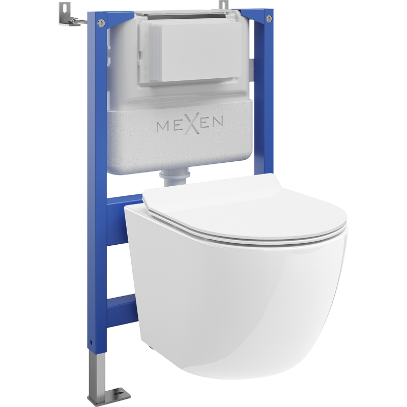 Mexen Lena WC beépített szett Tex Air XS-F pneumatikus vázzal, Tornado WC-csészével és lassan záródó deszkával, fehér