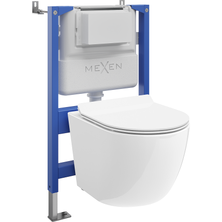 Mexen Lena WC beépített szett Tex Air XS-F pneumatikus vázzal, Tornado WC-csészével és lassan záródó deszkával, fehér