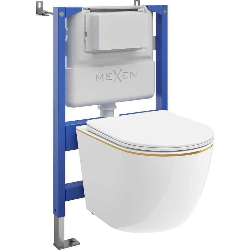 Mexen Lena WC falszerkezet Tex Air XS-F WC csészével és lassan záródó ülőkével, fehér/arany - 610830224005A