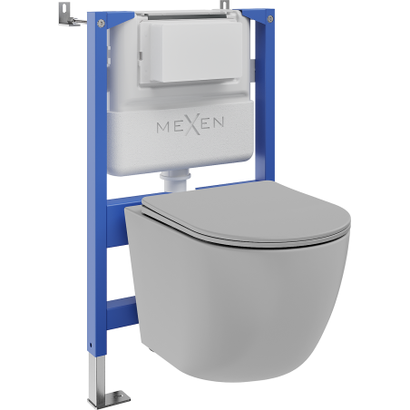 Mexen Lena Tex Air XS-F pneumatikus WC fali keret készlet WC-csészével és lassan záródó ülőkével, világosszürke matt