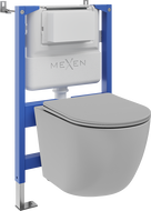 Mexen Lena Tex Air XS-F pneumatikus WC fali keret készlet WC-csészével és lassan záródó ülőkével, világosszürke matt