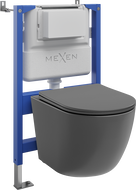 Mexen Lena Tex Air XS-F pneumatikus WC fali szerelőkészlet WC csészével és lassan záródó ülőkével, sötét szürke