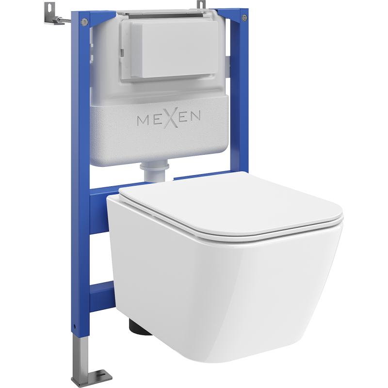 Mexen Madox rejtett WC készlet Tex Air XS-F pneumatikus kerettel WC-csészével és lassan záródó ülőkével, fehér