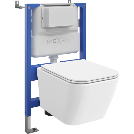 Mexen Madox set încastrat WC cadru pneumatic Tex Air XS-F cu vas WC și capac cu închidere lentă, alb - 610830154000A
