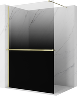 Mexen Kioto+ zuhanyfal polccal Walk-in 80 x 200 cm, fekete ombre 8 mm, arany - 800-080-121-50-76