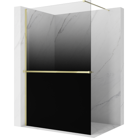 Mexen Kioto+ zuhanyfal polccal Walk-in 120 x 200 cm, ombre fekete 8 mm, arany - 800-120-121-50-76