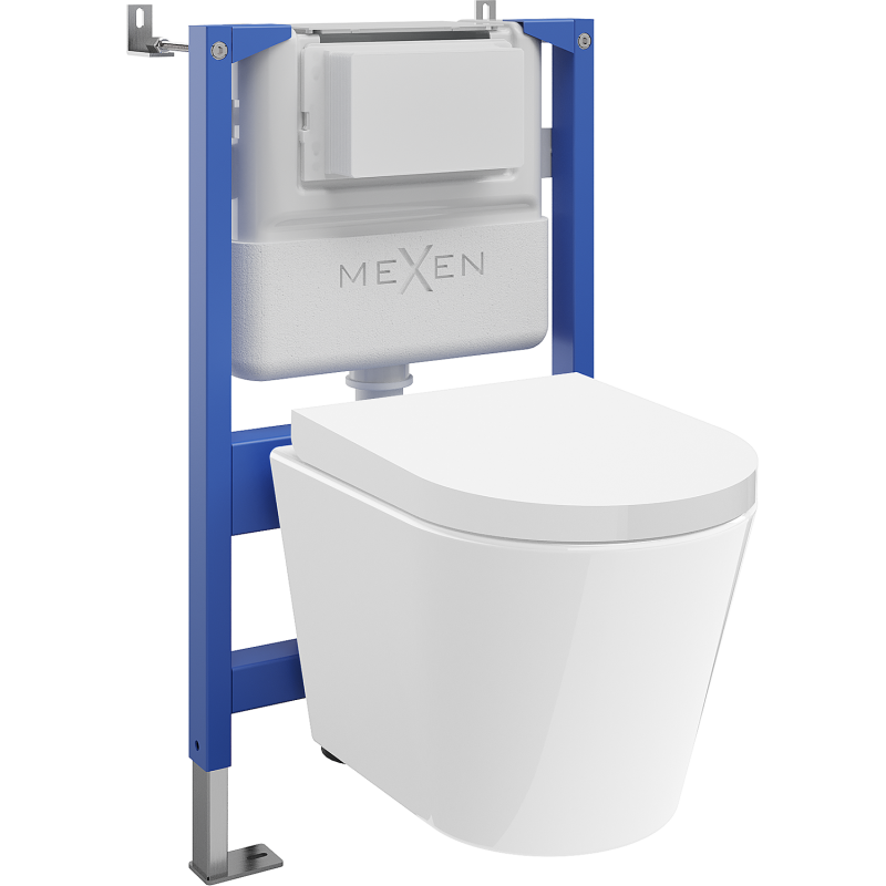 Mexen Rico set WC îngropat cu cadru pneumatic Tex Air XS-F cu vas WC Tornado și capac cu închidere lentă, alb