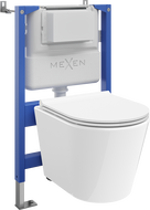 Mexen Rico set incastrat WC cu cadru pneumatic Tex Air XS-F cu vas WC Tornado și capac cu închidere lentă, alb