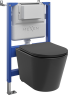 Mexen Rico set încastrat WC cadru pneumatic Tex Air XS-F cu vas WC Tornado și capac cu închidere lentă, negru mat