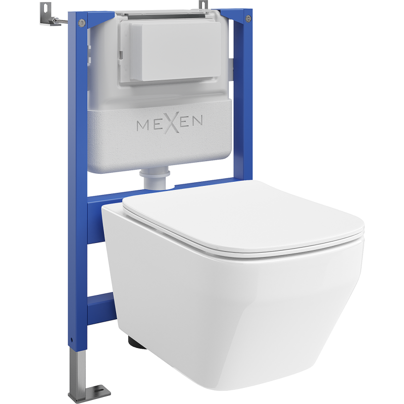 Mexen Riva Tex Air XS-F pneumatikus WC falsík alatti keret Tornado WC csészével és lassan záródó deszkával, fehér