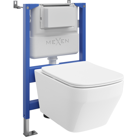 Mexen Riva set WC încastrat cadru pneumatic Tex Air XS-F cu vas WC Tornado și capac cu închidere lentă, alb - 610830630200TA