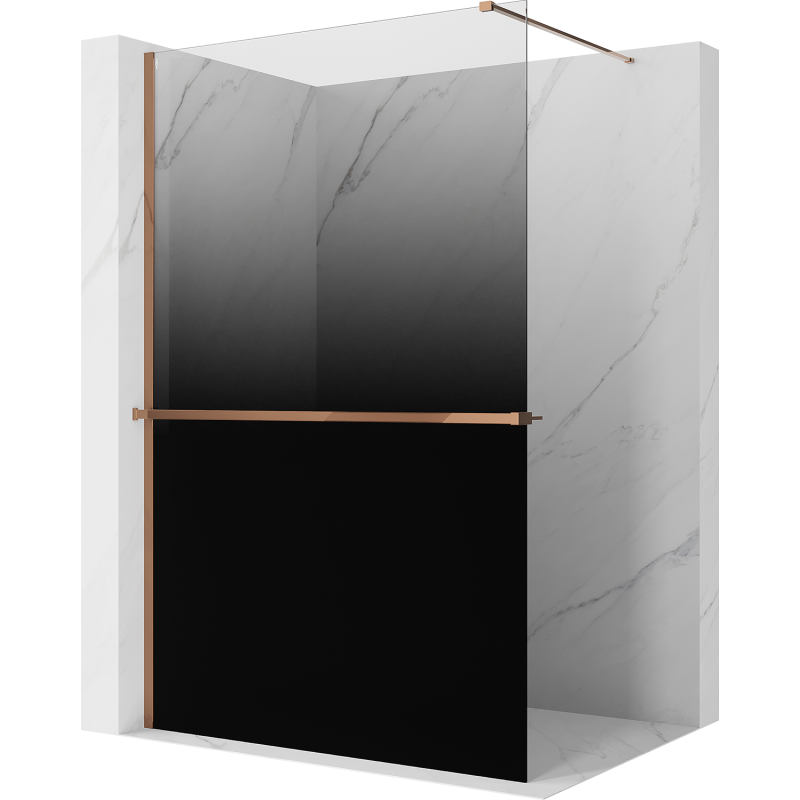 Mexen Kioto+ perete de duș cu raft Walk-in 80 x 200 cm, ombre negru 8 mm, aur roz - 800-080-121-60-76