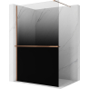 Mexen Kioto+ perete de duș cu raft Walk-in 80 x 200 cm, ombre negru 8 mm, aur roz - 800-080-121-60-76