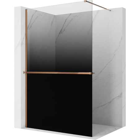 Mexen Kioto+ zuhanyfal polccal Walk-in 100 x 200 cm, fekete ombre 8 mm, rózsaarany - 800-100-121-60-76