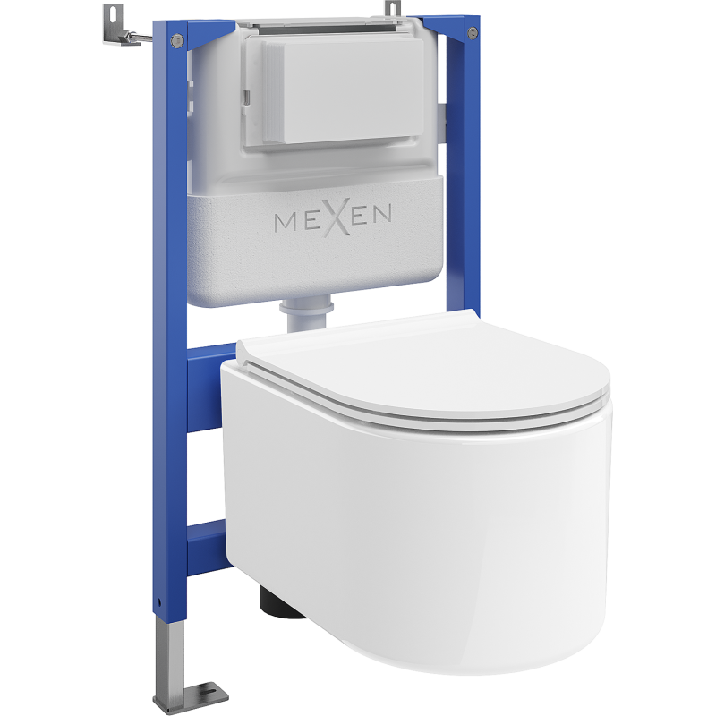 Mexen Sofia set wc încastrat cu cadru pneumatic Tex Air XS-F cu vas wc Tornado și capac cu coborâre lentă, alb
