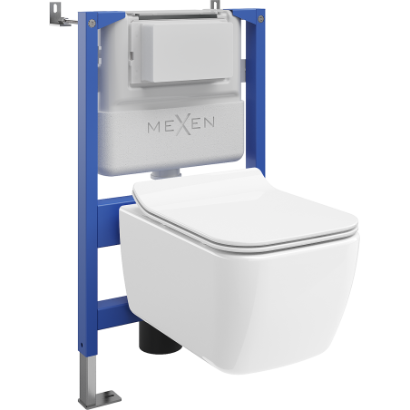 Mexen Stella set încastrat WC cu cadru pneumatic Tex Air XS-F cu vas WC și capac cu închidere lentă, alb - 610830680800A