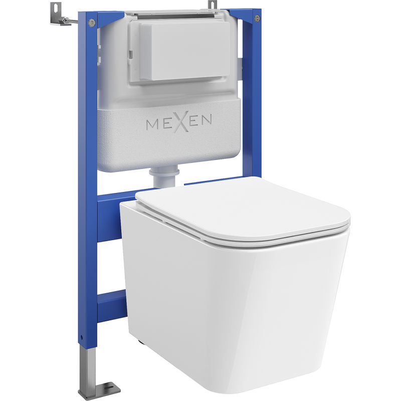 Mexen Teo WC rejtett készlet Tex Air XS-F pneumatikus kerettel, Tornado WC kagylóval és lassú záródású WC-ülőkével,