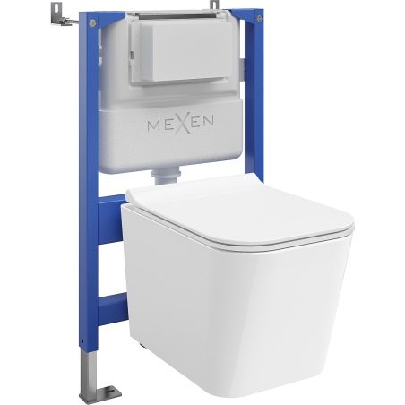 Mexen Teo Set încastrat WC cadru pneumatic Tex Air XS-F cu vas WC și capac cu închidere lentă, alb - 610830850700A
