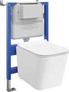 Mexen Teo set incastrat WC cu cadru pneumatic Tex Air XS-F cu vas WC Tornado și capac cu închidere lentă, alb