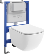 Mexen Timo Tex Air XS-F pneumatikus fali WC-készlet WC-csészével Tornado és lassan záródó WC-ülőkével, fehér