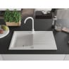 Mexen Cesar chiuvetă de bucătărie din granit cu 1 compartiment, cu scurgător și baterie Telma, alb - 6514-20-670200-20
