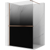 Mexen Kioto+ zuhanyfal polccal Walk-in 150 x 200 cm, ombre fekete 8 mm, kefélt réz - 800-150-121-65-76