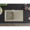 Mexen Cesar chiuvetă de granit cu 1 compartiment, cu scurgător și baterie de bucătărie Telma, bej - 6514-69-670200-69