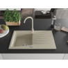 Mexen Cesar chiuvetă de granit cu 1 compartiment, cu scurgător și baterie de bucătărie Telma, bej - 6514-69-670200-69