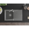 Mexen Cesar chiuvetă de granit cu un compartiment, cu picurător și  baterie de bucătărie Telma, Gri - 6514-71-670200-00