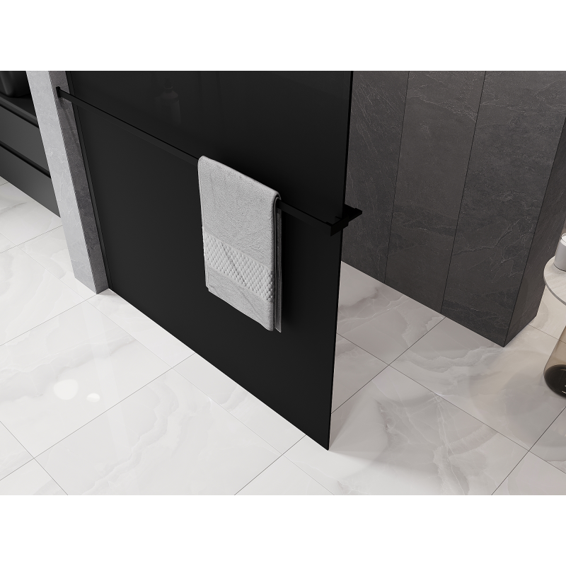 Mexen Kioto+ zuhanyfal polccal Walk-in 120 x 200 cm, ombre fekete 8 mm, fekete - 800-120-121-70-76