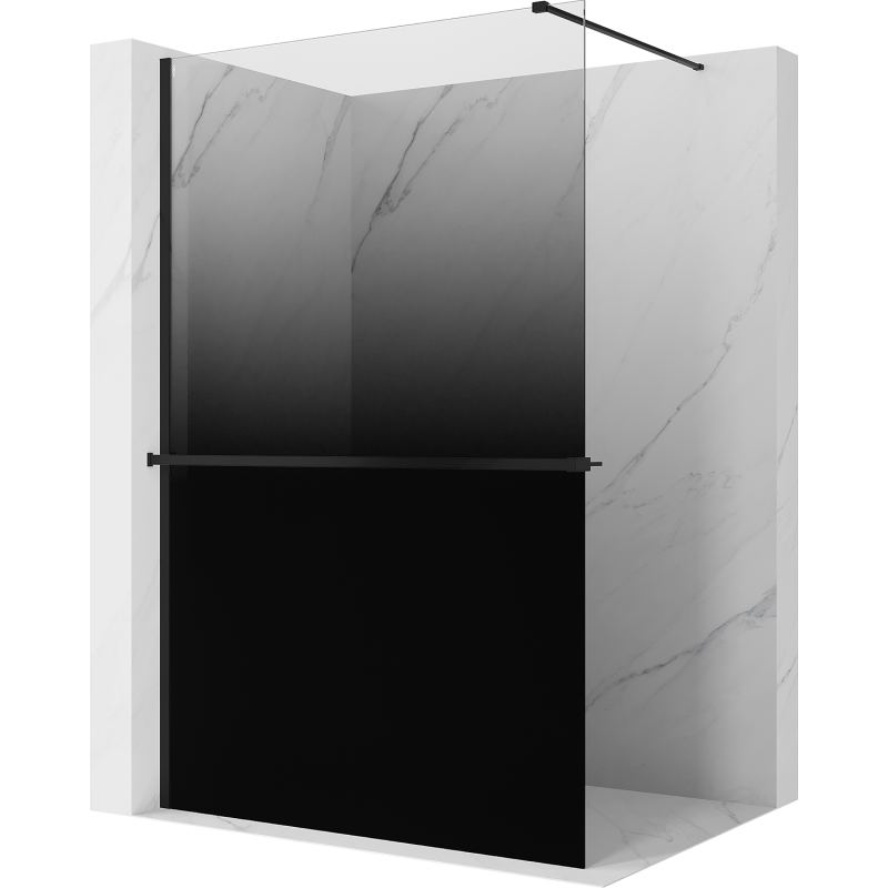 Mexen Kioto+ perete de duș cu raft Walk-in 130 x 200 cm, ombre negru 8 mm, negru - 800-130-121-70-76