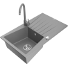 Mexen Cesar chiuvetă granitică cu 1 compartiment cu scurgător și baterie bucătărie Telma, gri - 6514-71-670200-71