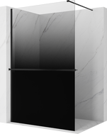 Mexen Kioto+ zuhanyfal polccal, Walk-in 150 x 200 cm, fekete ombre 8 mm, fekete - 800-150-121-70-76