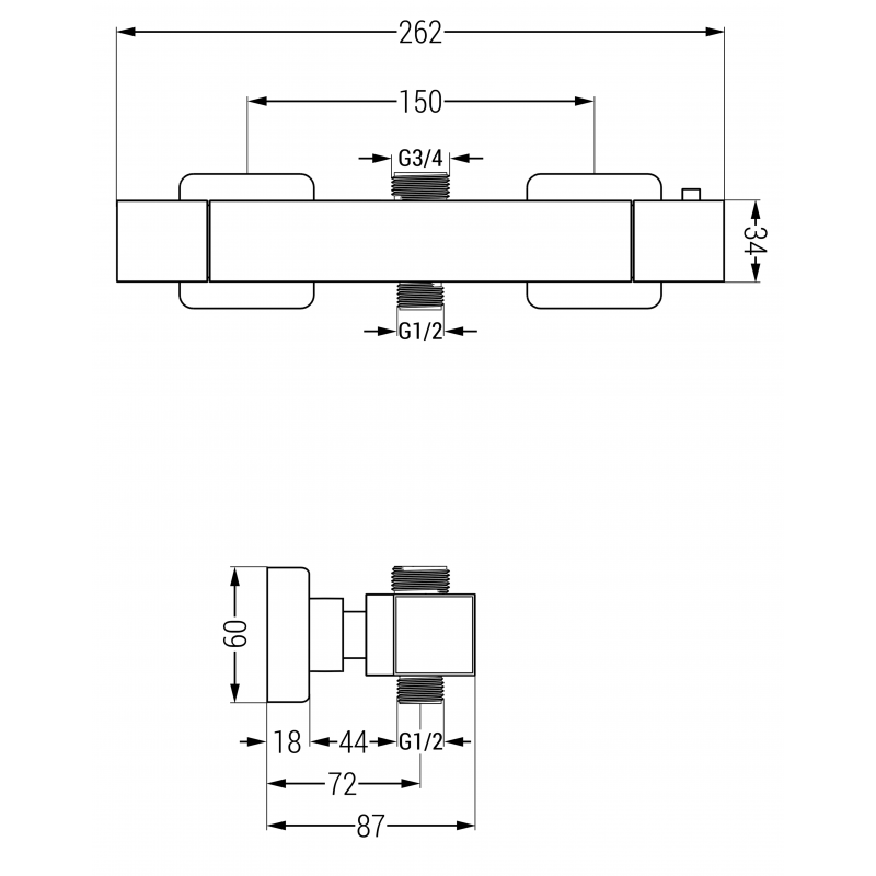Mexen Cube baterie de duș termostatică, albă - 77250-20