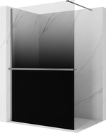 Mexen Kioto+ Zuhanyfal polccal Walk-in 110 x 200 cm, fekete ombre 8 mm, pisztolyfém - 800-110-121-95-76