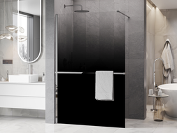 Mexen Kioto+ zuhanyfal polccal Walk-in 80 x 200 cm, ombre fekete 8 mm, króm - 800-080-121-01-76