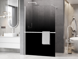 Mexen Kioto+ zuhanyfal polccal Walk-in 150 x 200 cm, fekete ombre 8 mm, fehér - 800-150-121-20-76