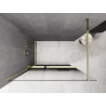 Mexen Kioto+ zuhanyfal polccal, Walk-in 100 x 200 cm, ombre fekete 8 mm, arany - 800-100-121-50-76
