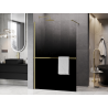 Mexen Kioto+ Zuhanyfal polccal, 140 x 200 cm, ombre fekete 8 mm, arany kefélt - 800-140-121-55-76