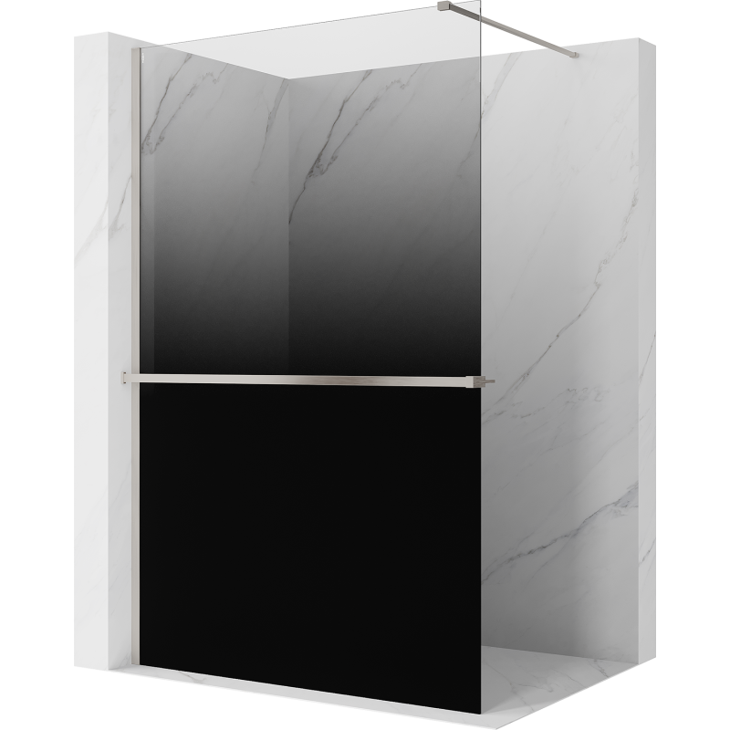 Mexen Kioto+ zuhanyfal polccal, Walk-in 80 x 200 cm, ombre fekete 8 mm, szálcsiszolt nikkel - 800-080-121-97-76