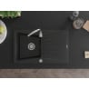 Mexen Cesar chiuvetă de granit cu o singură cupă cu scurgător și baterie de bucătărie Telma, negru - 6514-77-670200-00
