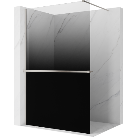 Mexen Kioto+ zuhanyfal polccal Walk-in 120 x 200 cm, fekete ombre 8 mm, csiszolt nikkel - 800-120-121-97-76