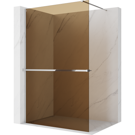 Mexen Kioto+ zuhanyfal polccal Walk-in 100 x 200 cm, bronz 8 mm, króm - 800-100-121-01-32
