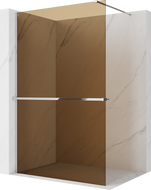 Mexen Kioto+ zuhanyfal polccal Walk-in 130 x 200 cm, barna 8 mm, króm - 800-130-121-01-32