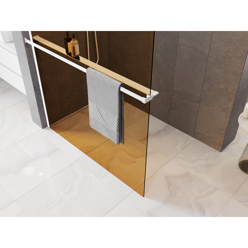 Mexen Kioto+ zuhanyfal polccal Walk-in 80 x 200 cm, bronz 8 mm, fehér - 800-080-121-20-32