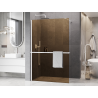Mexen Kioto+ Walk-in zuhanyfal polccal 90 x 200 cm, 8 mm barna, fehér - 800-090-121-20-32